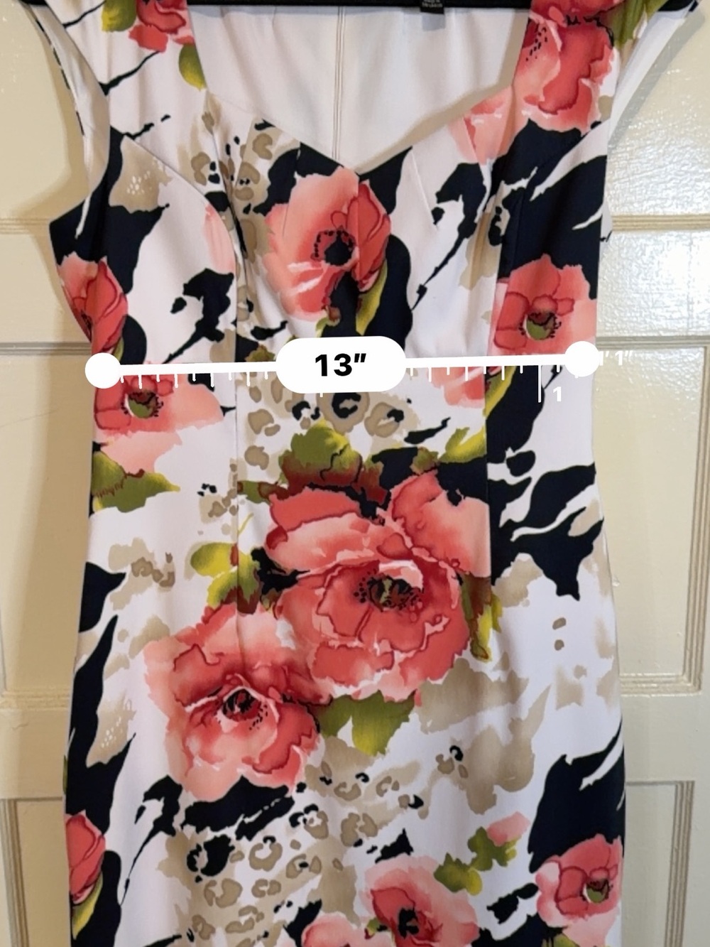 Connected Apparel Coral Pink Floral Midi Dress on White - 8 - Picture 7 of 9